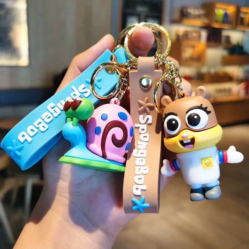 Cartoon Cute Sponge Baby Doll Pendant Car Keychain Pendant Couple Bag Keychain Accessories Wholesale
